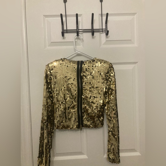 NWT Vicolo gold sequin zip up blouse - Picture 5 of 5